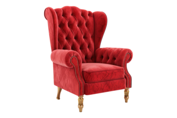 Red armchair isolated on transparent background