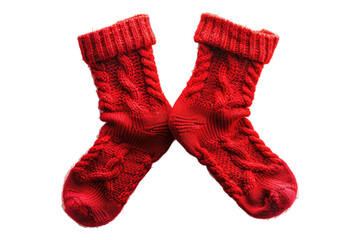 Red cotton winter socks isolated on white background