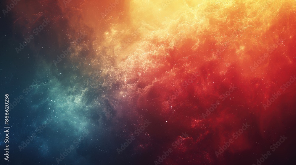 Poster a background with a gradient from light to dark, with the lightest point being a blank cyan and oran