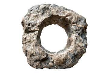 Round whole in a stone isolated on transparent background