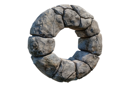 Round whole in a stone isolated on transparent background