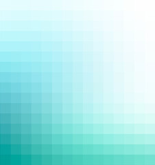 abstract divided cyan green white pixel grid square mosaic pattern gradient palette background with blank space