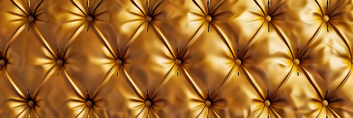 Fototapeta premium yellow gold leather Capitone pattern background, antique and luxury backdrop