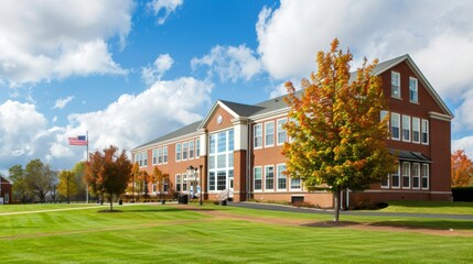 Fototapeta premium School building.View of typical American school building exterior