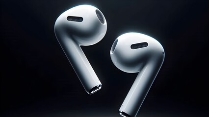 white wireless comfortabe airpods in dark background