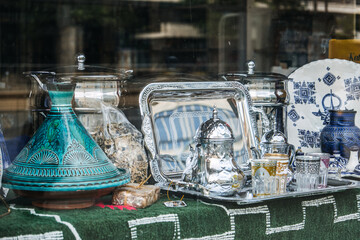 Traditional Moroccan Ceramics and Tea Set Display
