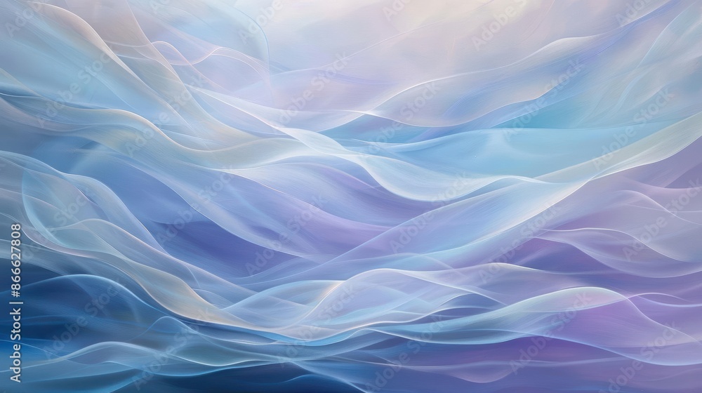 Poster ethereal abstract waves in soft pastel colors creating a dreamy, fluid motion. perfect for backgroun
