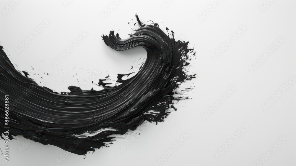 Poster abstract artistic black paintstroke on a white background, creating a dynamic and dramatic visual ef