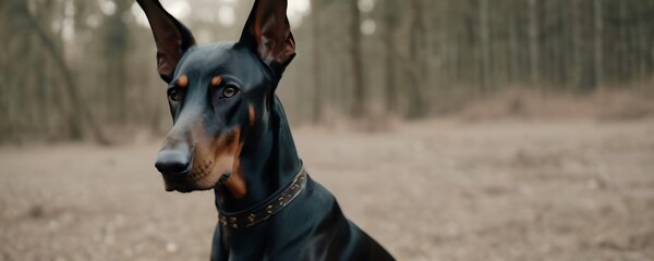 Doberman closeup illustration. Highly detailed and realistic image