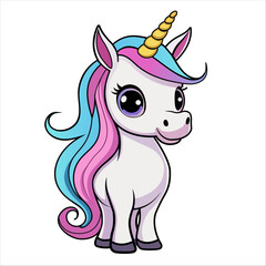 Cute magical unicorn. Vector design isolated on white background