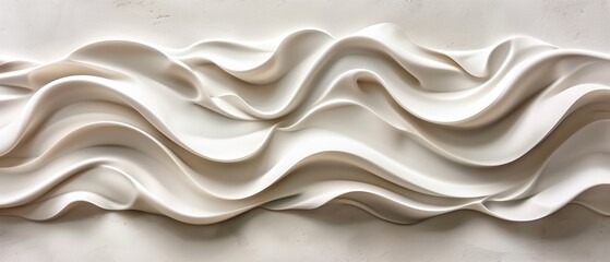 Fototapeta premium Abstract white fabric waves creating a flowing, textured pattern on a minimalist background, ideal for modern design projects.