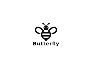 Butterfly logo icon on a white background. black and white butterfly.