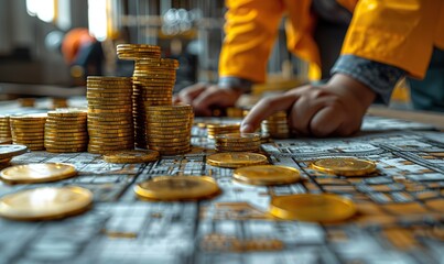 Architecture, engineering, and accounting professionals meet to discuss construction progress, accounting, and financial figures.