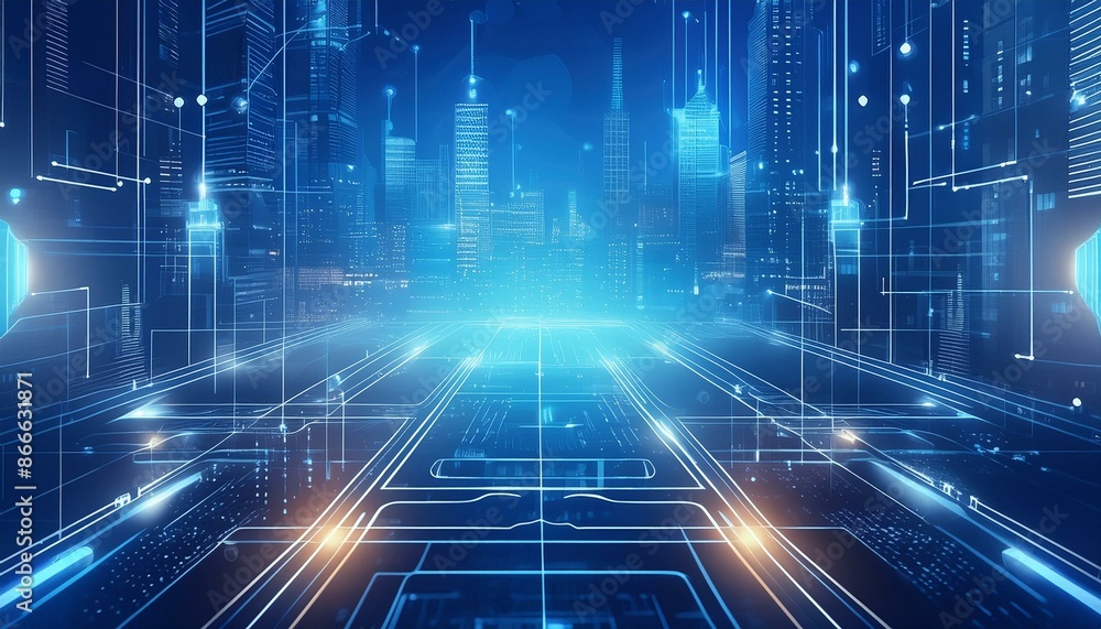 Poster abstract technological background. futuristic illustration of high computer and communication techno