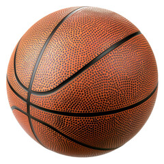 Fototapeta premium Close-up image of a classic basketball with detailed texture and black lines, isolated on a white background.