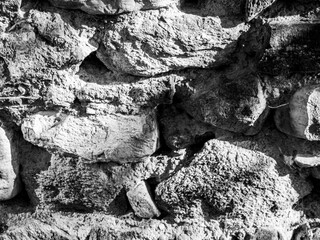 texture de pierre et roche, encastrées en noir et blanc. gros plan 
