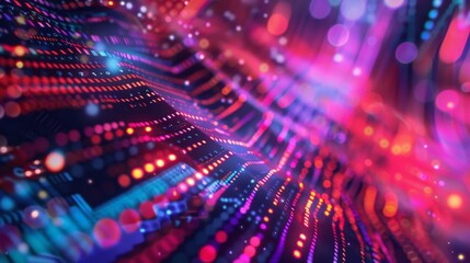 A close-up of a computer screen displaying a digital design, showcasing the abstract shapes and patterns created with technology.