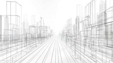 A series of lines representing the grid system of a city, forming a minimalist and geometric composition.