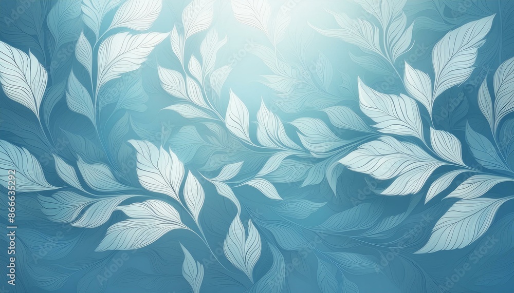 Aufkleber soothing abstract background with light blue gradient intricate leaf shadows creating delicate patte