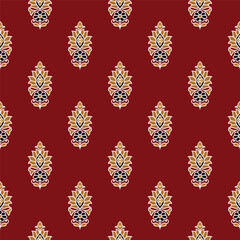 Indian Traditional Block print Gold paste Ajrakh Kalamkari design alover seamless repeat pattern