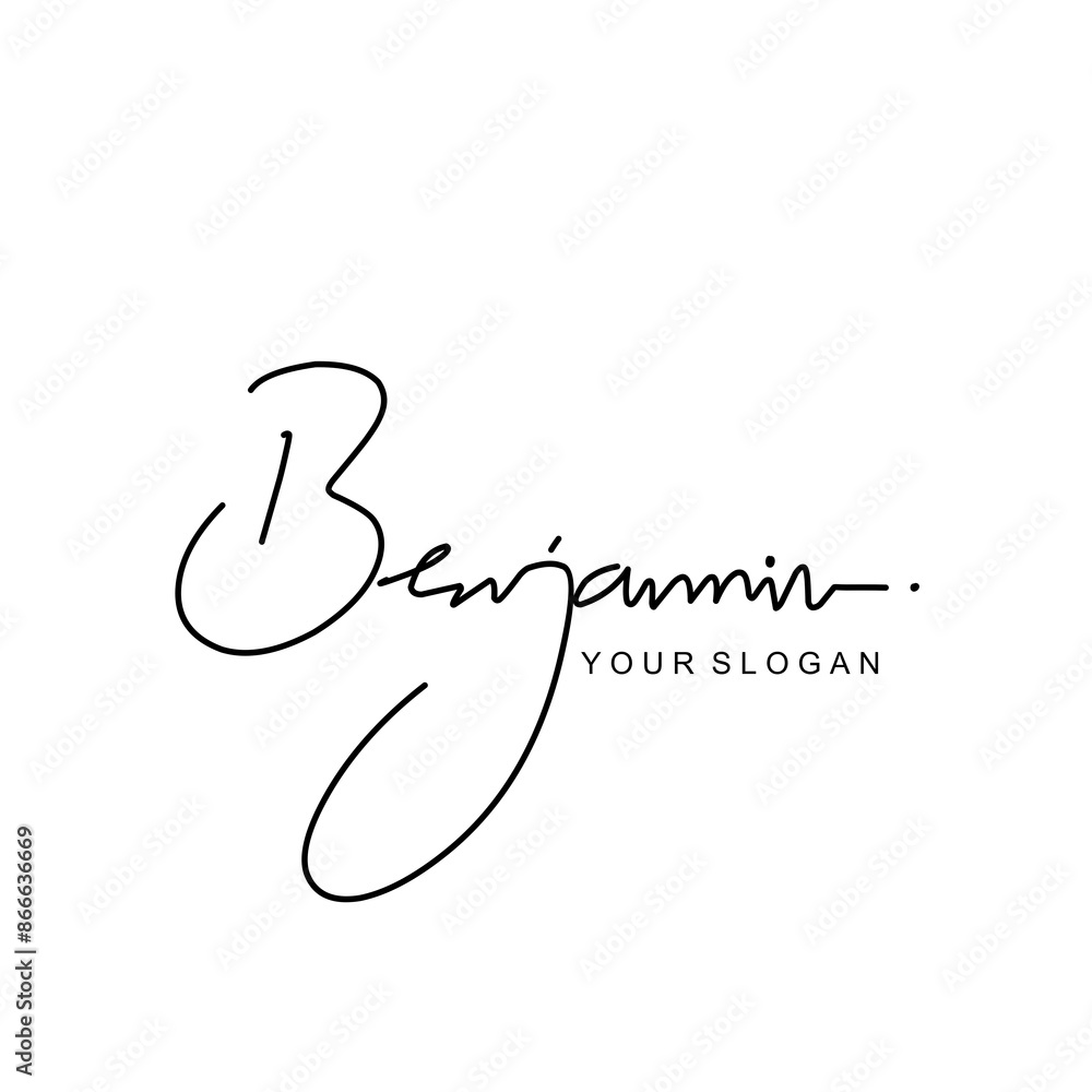 Poster benjamin name signature logo vector design