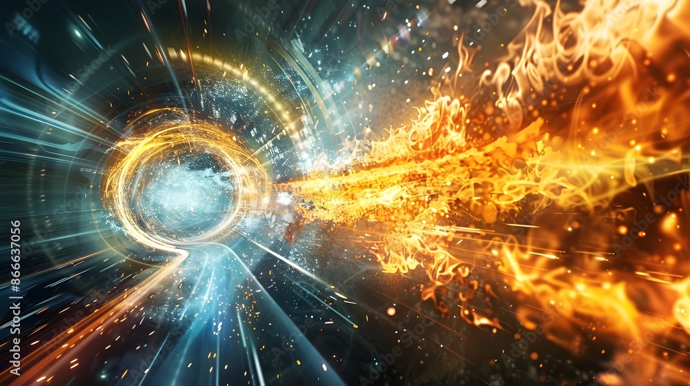 Aufkleber tunnel through a quantum anomaly with bunsen burner flame interacting with spacetime