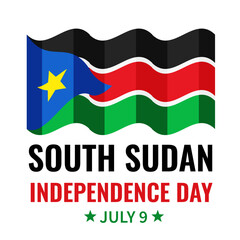 South Sudan Independence Day typography poster. National holiday celebrate on July 9. Vector template for banner, flyer, postcard,  etc.