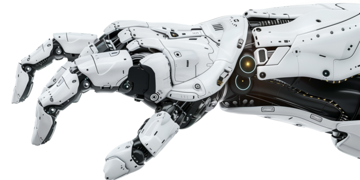 Sci-fi robot hand isolated on transparent or white background 