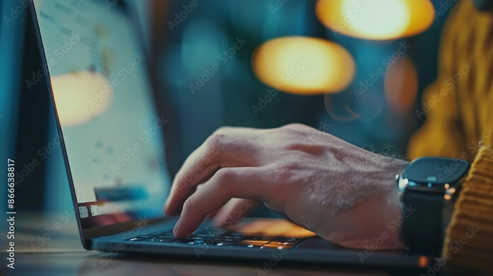 Poster at work, a programmer is creating apps. a man codes on his laptop. software developer. industry of i