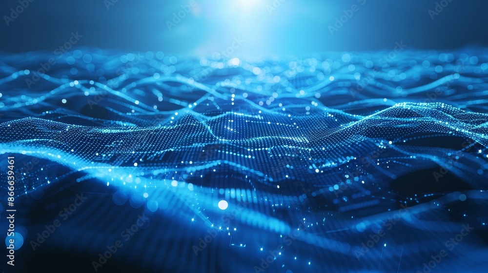 Aufkleber 3d rendering of an abstract digital network connection with a blue background