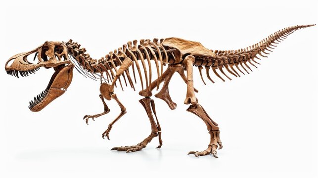 Tyrannosaurus Rex skeleton depicts its size and anatomy in a lifelike pose, despite being fossils