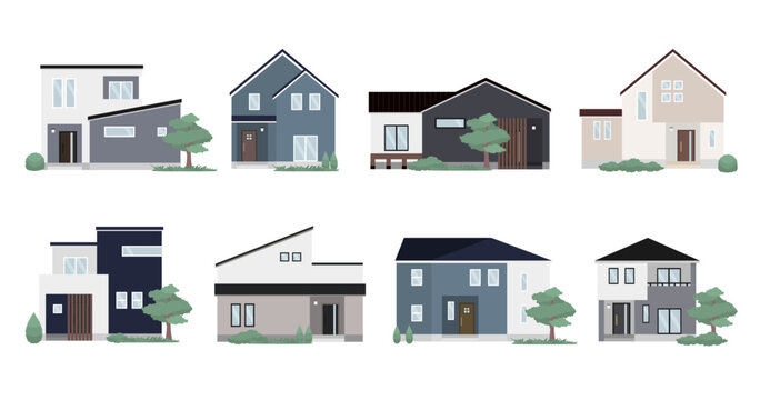 一軒家　住宅　戸建のイラストセット