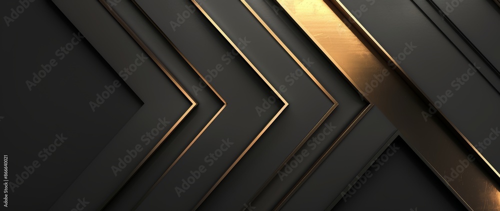 Poster 3d rendering of an abstract polygonal geometric banner with a gold triangle shape. luxury dark blue 