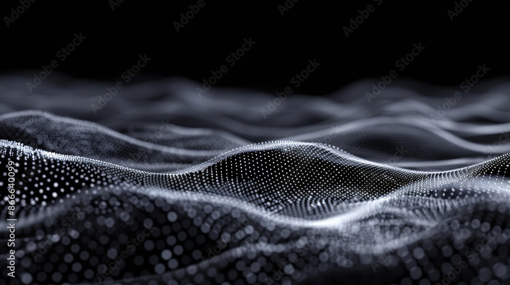Poster abstract wave with dots and lines connecting. 3d rendering.