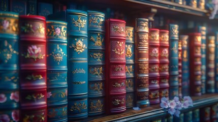 Fototapeta premium Beautiful Colorful Books with Hard Covers and Beautiful...