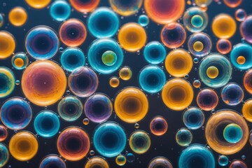 Abstract multicolored pattern, chaotic texture inside of the soap bubble, closeup.