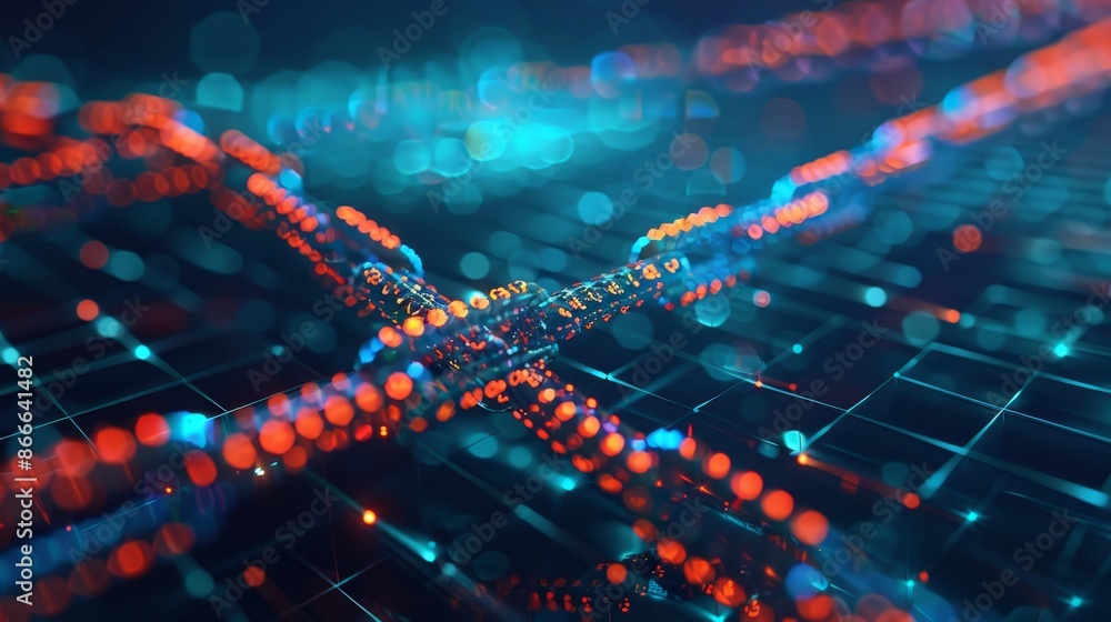 Aufkleber various links to block chain networks, distributed registers, and computer connections with a colore
