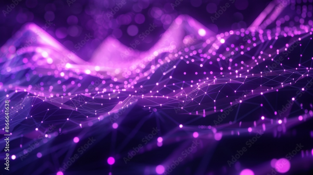 Poster a purple background with connecting dots and lines represents structure and communication. plexus ef