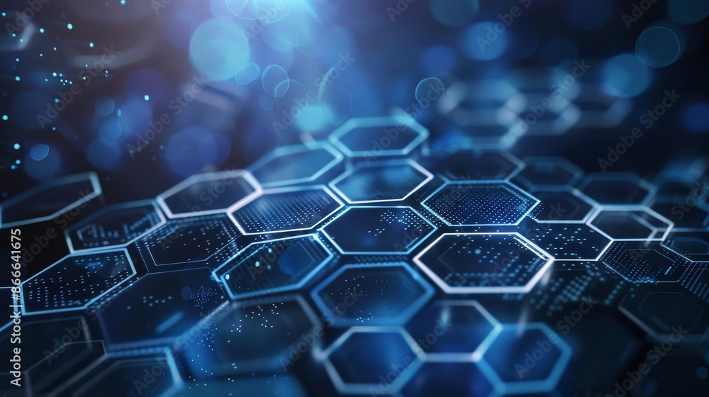 Poster the hexagonal pattern is the basis for an abstract concept in science and technology. polygonal geom