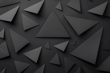 Featuring black geometric shapes on an abstract background, this composition is dark and moody