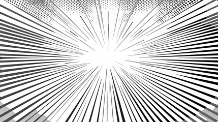 Fototapeta premium White comic book background, silver halftone abstract texture with white rays.