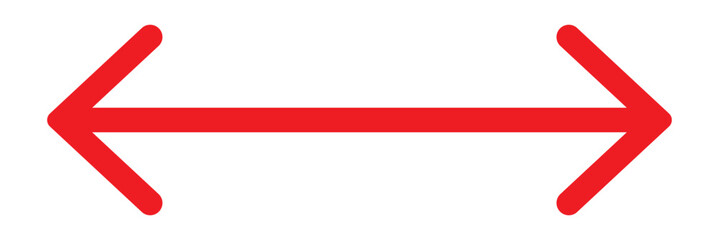 Long arrows icon. Vector of trendy long arrow left and right in flat style. Red arrow vector illustration.  Red pointer, direction, position symbol and double arrow icon isolated. eps 10