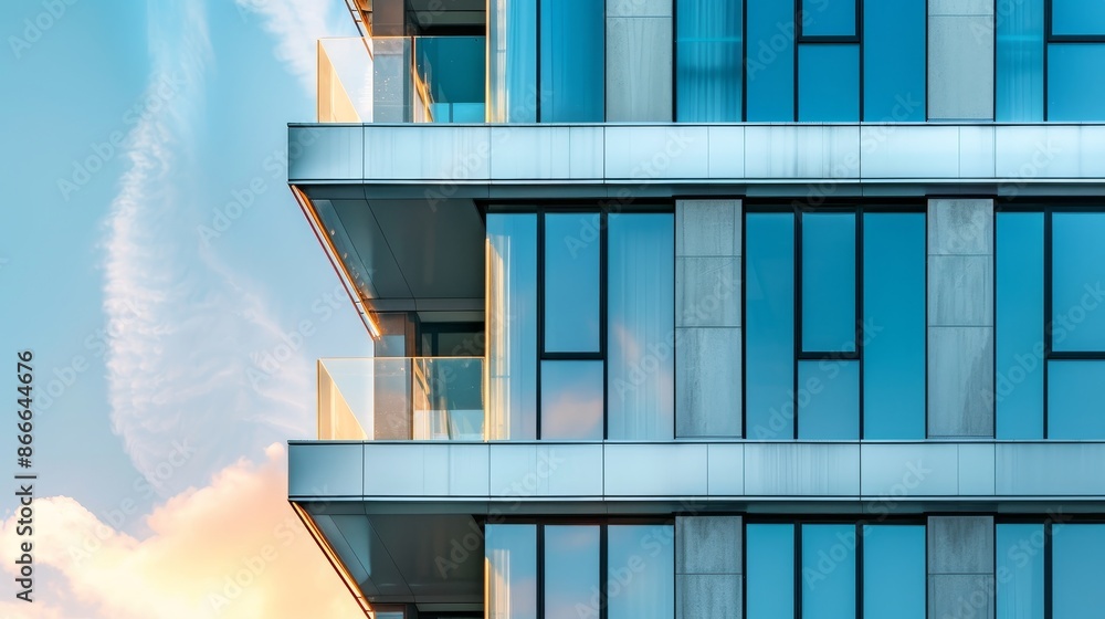 Poster a close-up of a modern building structure of urban architecture.