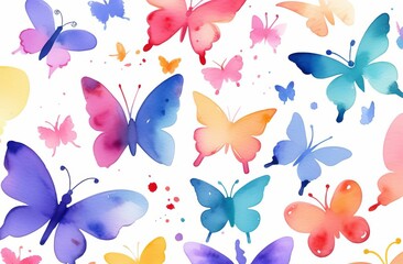 watercolour colourful Butterfly background