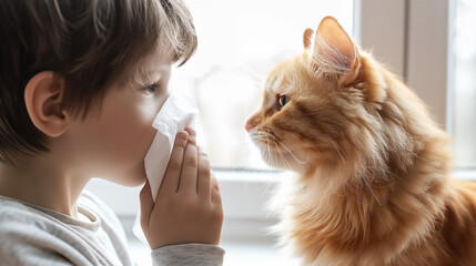 Child with Cat Allergy Symptoms