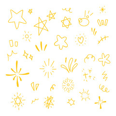 Various star and sparkle doodle hand drawn for element and illustration