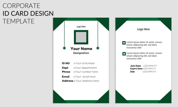 Modern creative minimal business ID card and name card template design. creative vector office staff ID card design layout