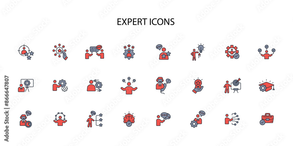 Poster expert icon set.vector.editable stroke.linear style sign for use web design,logo.symbol illustration