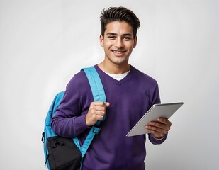 A student holding a tablet