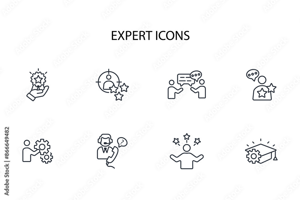 Poster expert icon set.vector.editable stroke.linear style sign for use web design,logo.symbol illustration